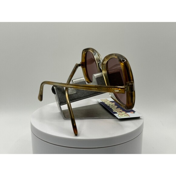 Vintage Oversize Sunglasses NOS Mauve Lens Dynasty 228 Amber Marble Frame Retro